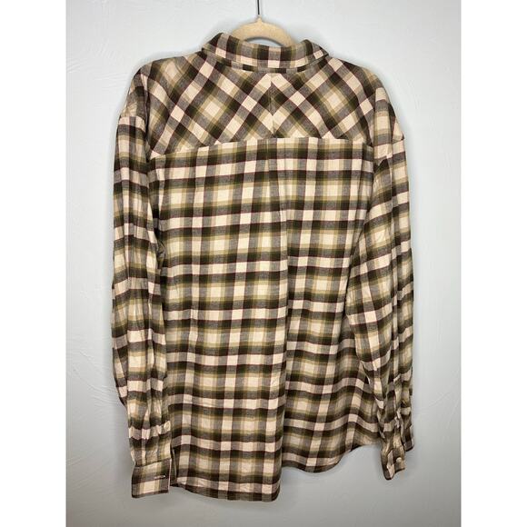 Columbia Plaid Button Up Flannel Shirt Men's XXL Big Brown Neutral Regular Fit - Picture 3 of 6